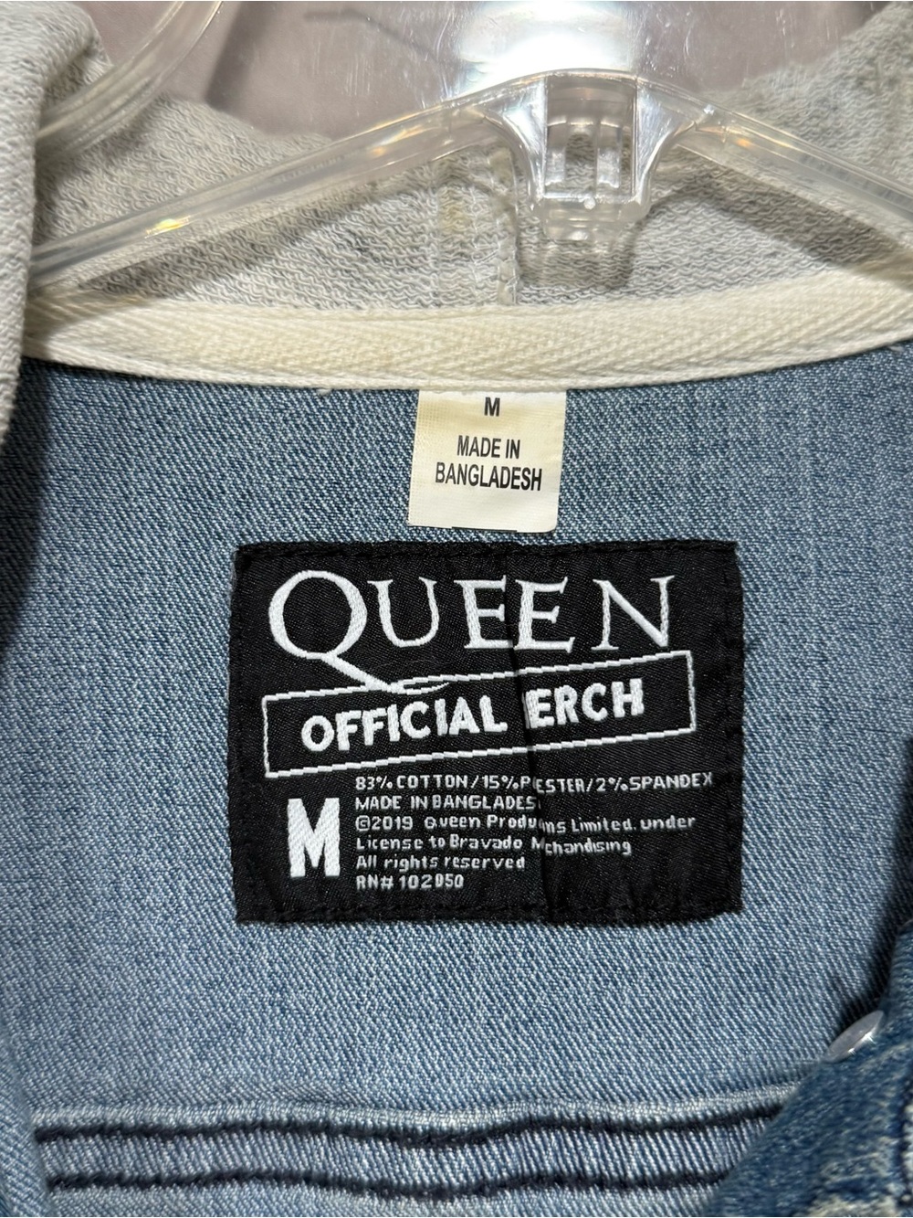 Queen Official Merch Cropped Denim Hooded Jacket Size M, Vintage Classic Rock - Picture 10 of 11